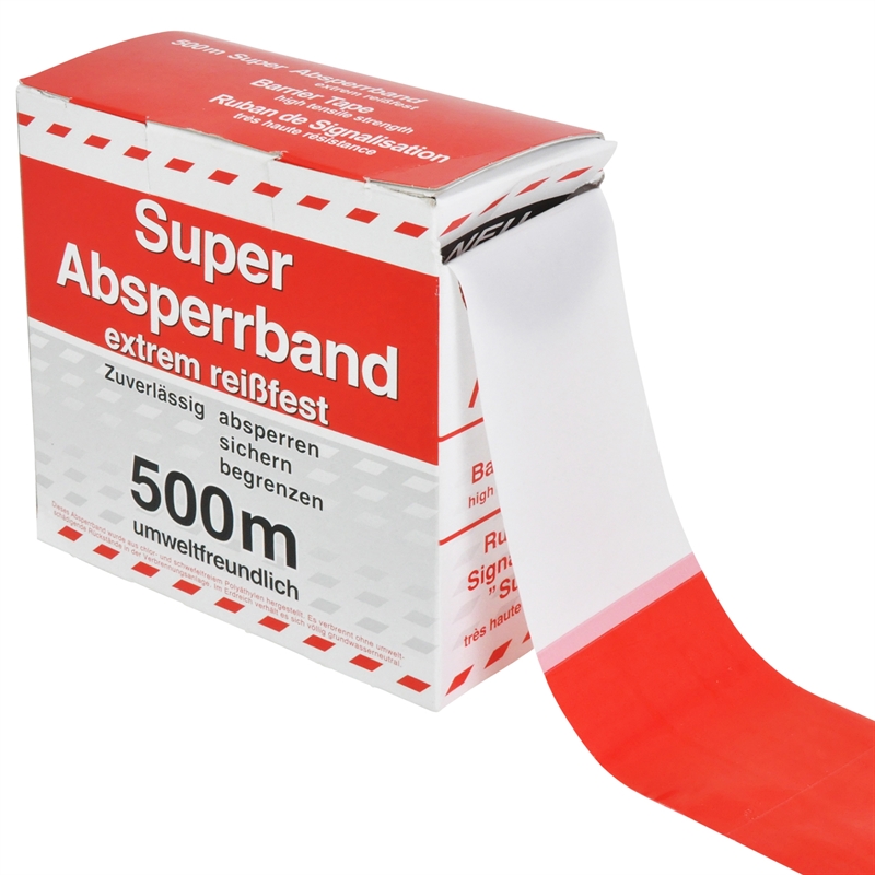 Absperrband rot/weiß, 500 m Rolle