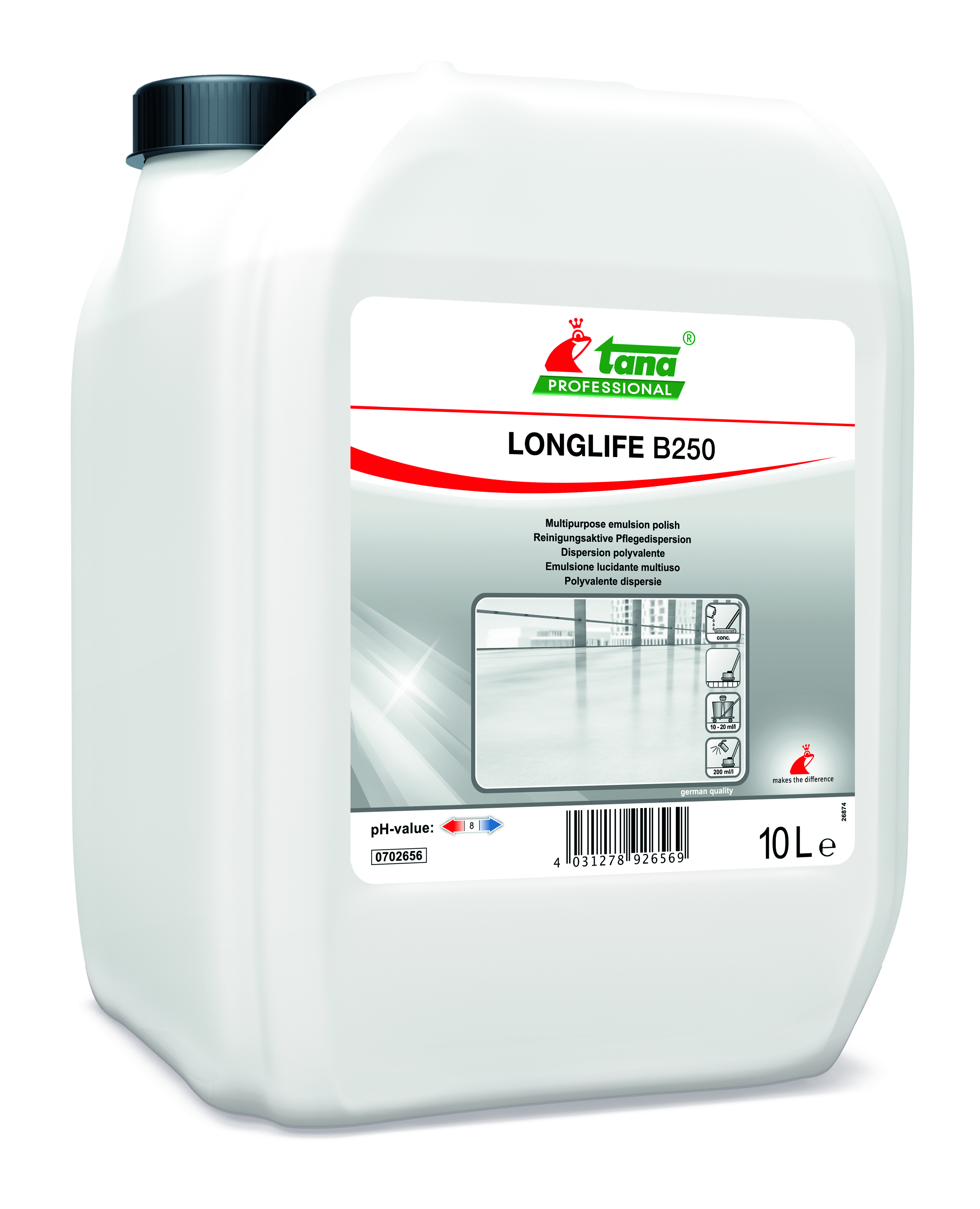 Tana Longlife B 250 Bodenpflege, 10 Liter Kanister